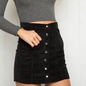 Brandy Melville black corduroy button up skirt